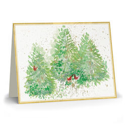 Evergreens with Cardinals Folded Holiday Cards